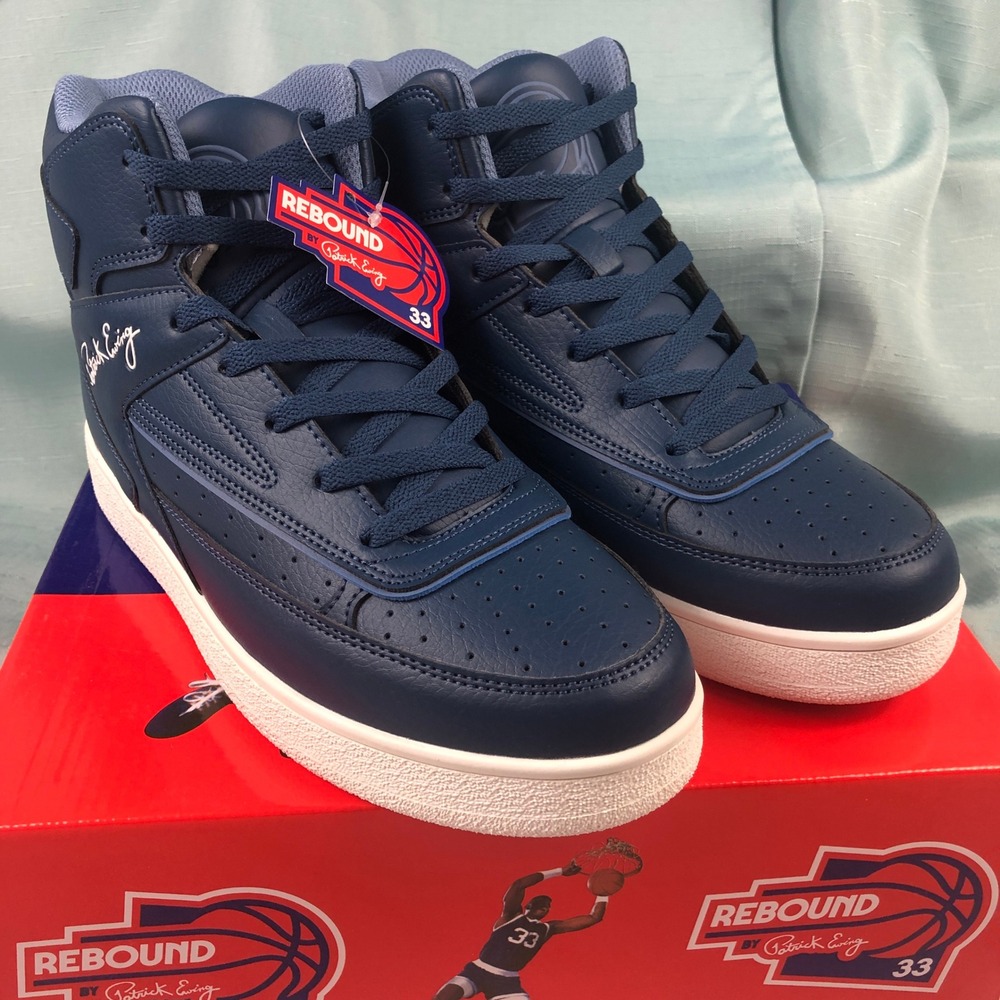 NIB Patrick Ewing Orion Non-Strap Mens Navy Blue Basketball Sneakers Size 8.5